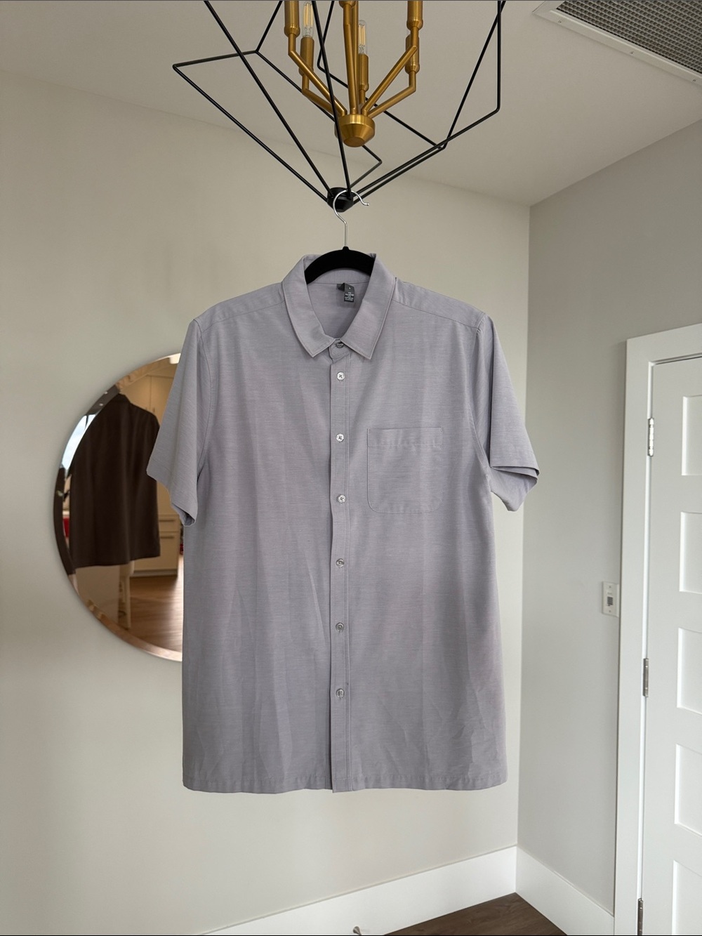 Vuori Light Gray Short-Sleeve Button-Down Shirt